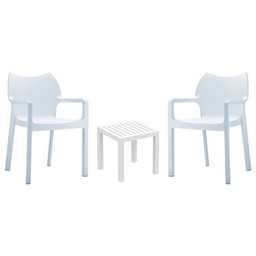 Diva Conversation Set with Ocean Side Table White S028066-WHI