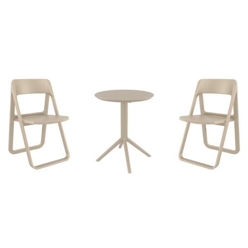 Dream Bistro Set with Sky 24" Round Folding Table Taupe S079121-DVR