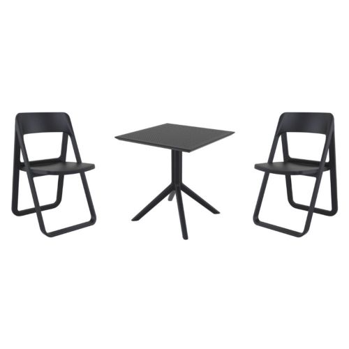 Dream Dining Set with Sky 27" Square Table Black S079108-BLA