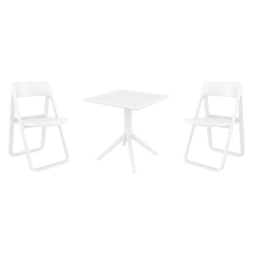 Dream Dining Set with Sky 27" Square Table White S079108-WHI