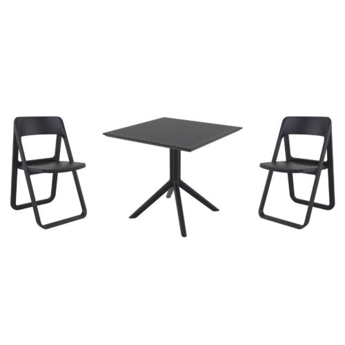 Dream Dining Set with Sky 31" Square Table Black S079106-BLA