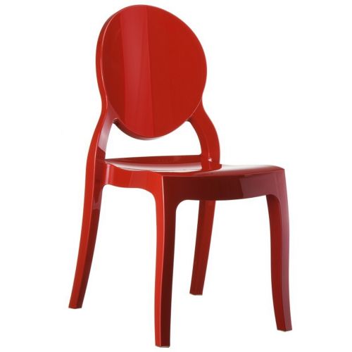 Elizabeth Glossy Polycarbonate Outdoor Bistro Chair Red ISP034-GRED