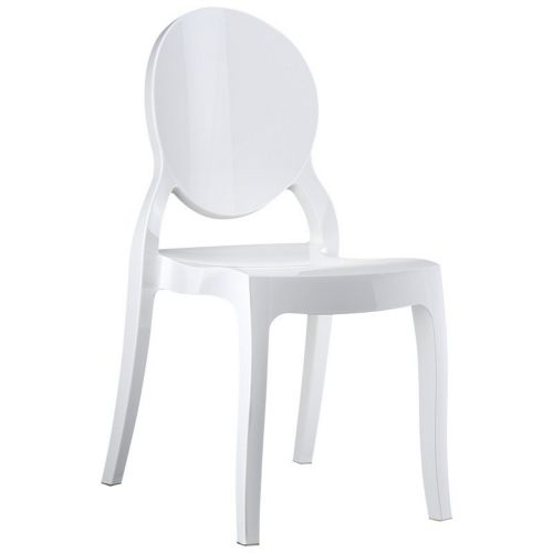 Elizabeth Glossy Polycarbonate Outdoor Bistro Chair White ISP034-GWHI