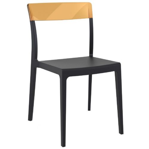 Flash Dining Chair Black with Transparent Amber ISP091-BLA-TAMB