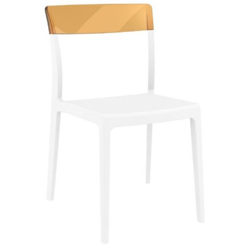 Flash Dining Chair White with Transparent Amber ISP091-WHI-TAMB