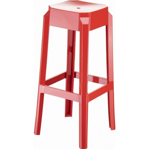 Fox Polycarbonate Outdoor Barstool Glossy Red ISP037-GRED