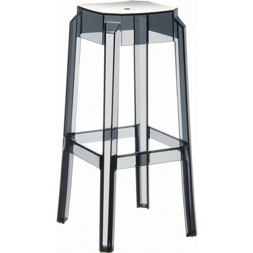 Fox Polycarbonate Outdoor Barstool Transparent Gray ISP037-TGRY