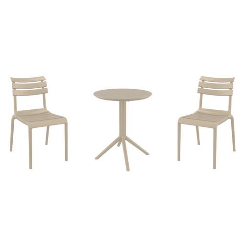 Helen Bistro Set with Sky 24" Round Folding Table Taupe S284121-DVR