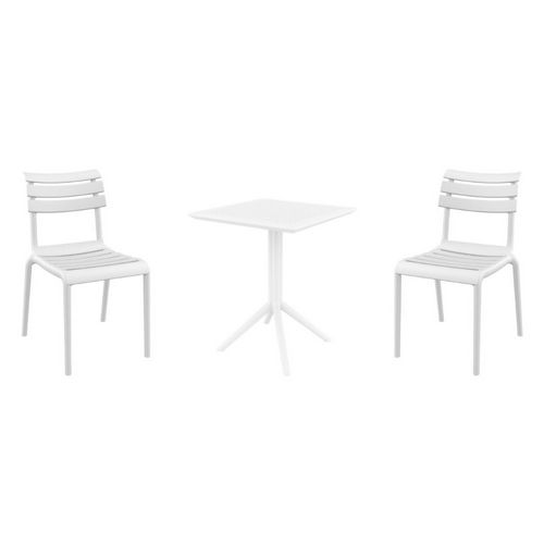 Helen Bistro Set with Sky 24" Square Folding Table White S284114-WHI