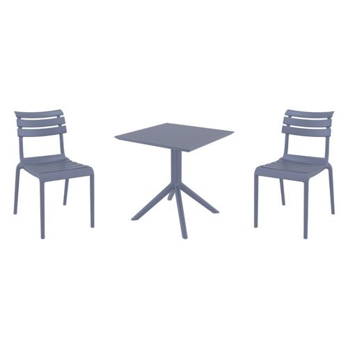 Helen Dining Set with Sky 27" Square Table Dark Gray S284108-DGR