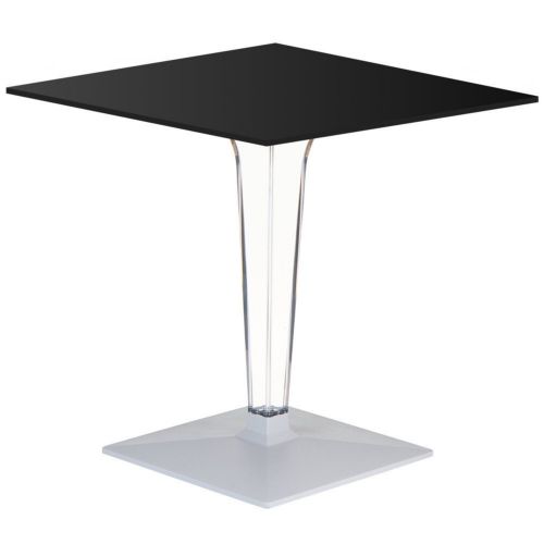 Ice HPL Top Square Table with Transparent Base 24 inch Black ISP550H60-BLA