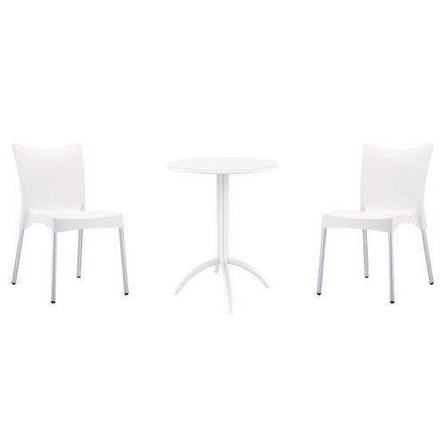 Juliette Bistro Set with Octopus 24" Round Table White S045160-WHI
