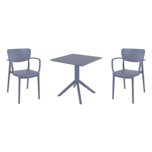 Lisa Dining Set with Sky 27" Square Table Dark Gray S126108-DGR
