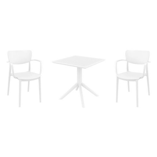 Lisa Dining Set with Sky 27" Square Table White S126108-WHI