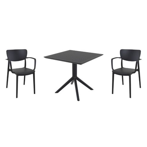 Lisa Dining Set with Sky 31" Square Table Black S126106-BLA