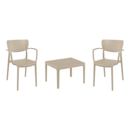 Loft Conversation Set with Sky 24" Side Table Taupe S128109-DVR