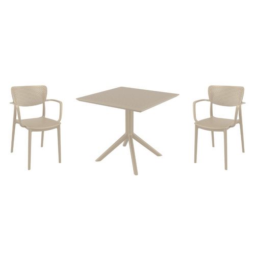 Loft Dining Set with Sky 31" Square Table Taupe S128106-DVR