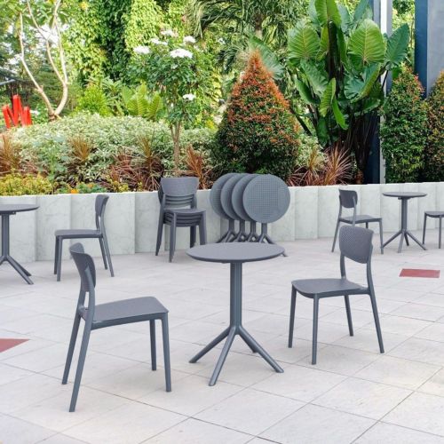 Lucy Round Bistro Set 3 Piece with 24" Table Top Dark Gray ISP1294S-DGR