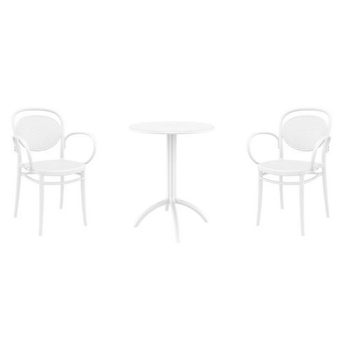 Marcel XL Bistro Set with Octopus 24" Round Table White S258160-WHI