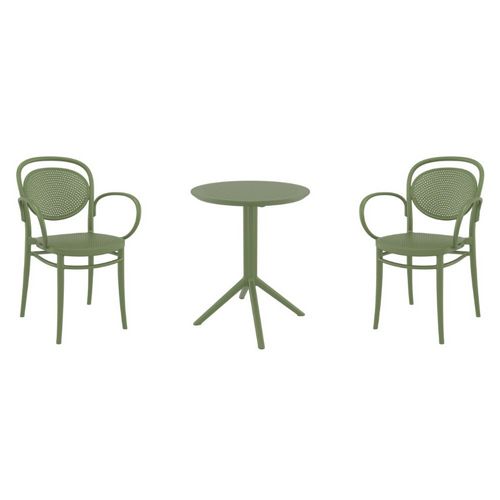 Marcel XL Bistro Set with Sky 24" Round Folding Table Olive Green S258121-OLG