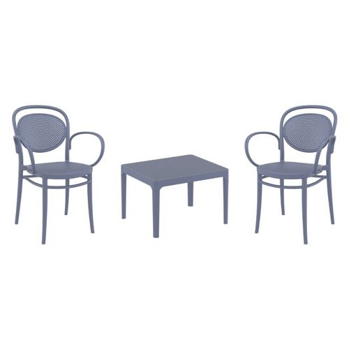 Marcel XL Conversation Set with Sky 24" Side Table Dark Gray S258109-DGR
