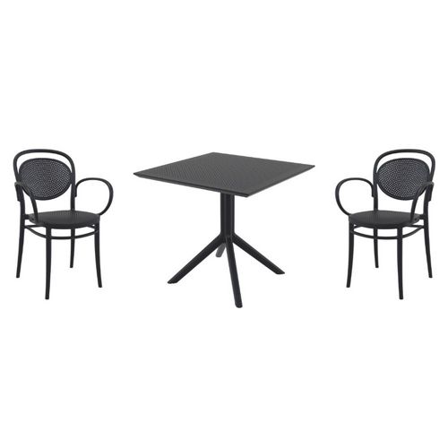 Marcel XL Dining Set with Sky 31" Square Table Black S258106-BLA