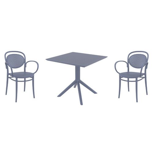 Marcel XL Dining Set with Sky 31" Square Table Dark Gray S258106-DGR