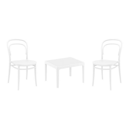Marie Conversation Set with Sky 24" Side Table White S251109-WHI