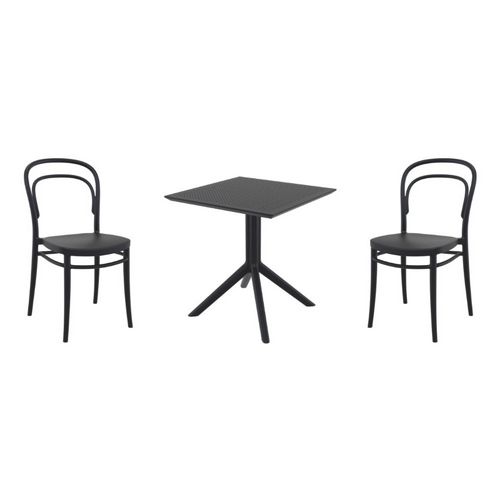 Marie Dining Set with Sky 27" Square Table Black S251108-BLA