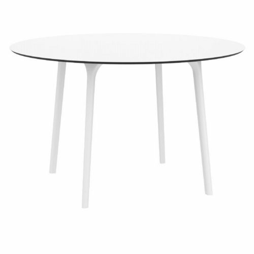 Maya Round Outdoor Dining Table 47 inch White ISP675-WHI