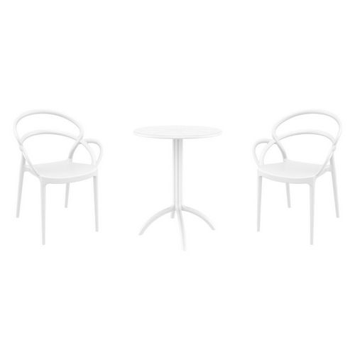 Mila Bistro Set with Octopus 24" Round Table White S085160-WHI