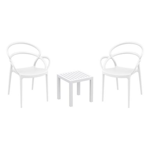 Mila Conversation Set with Ocean Side Table White S085066-WHI