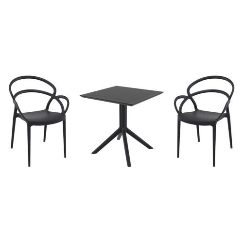 Mila Dining Set with Sky 27" Square Table Black S085108-BLA