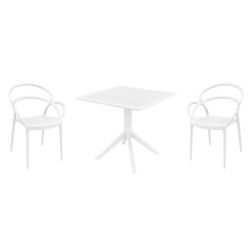 Mila Dining Set with Sky 31" Square Table White ISP0853S-WHI