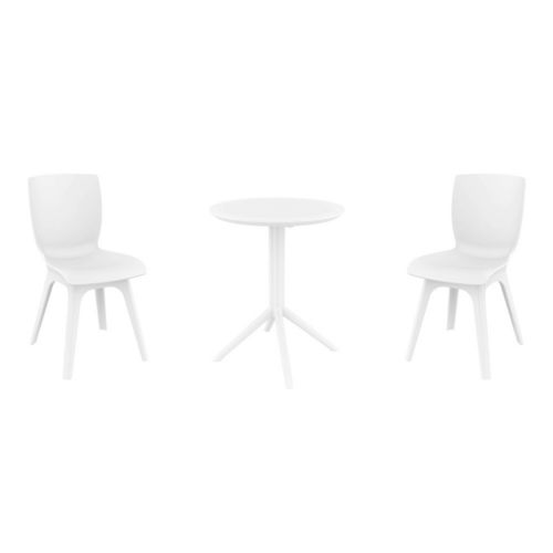 Mio PP Bistro Set with Sky 24" Round Folding Table White S094121-WHI-WHI