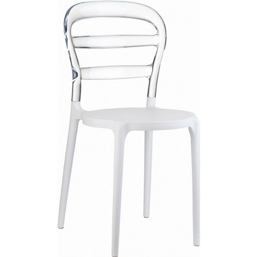 Miss Bibi Chair White with Transparent Back ISP055-WHI-TCL