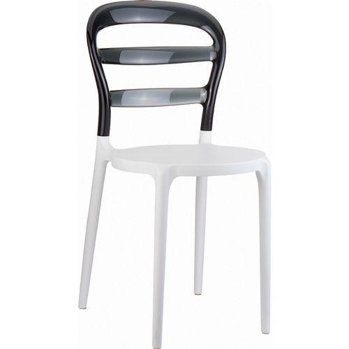 Miss Bibi Chair White with Transparent Black Back ISP055-WHI-TBLA