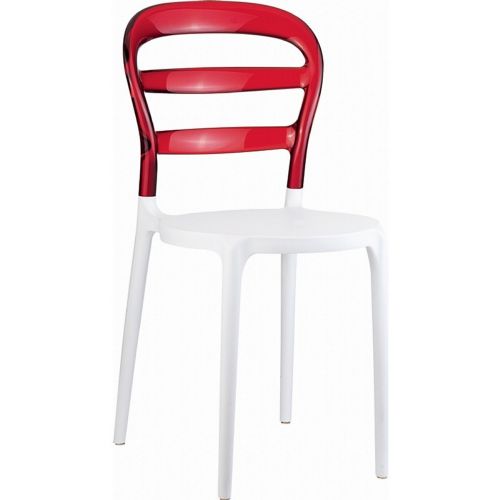 Miss Bibi Chair White with Transparent Red Back ISP055-WHI-TRED