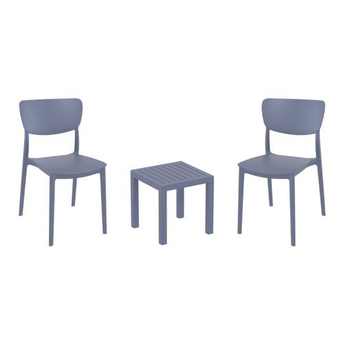 Monna Conversation Set with Ocean Side Table Dark Gray S127066-DGR