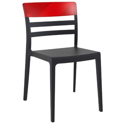 Moon Dining Chair Black with Transparent Red ISP090-BLA-TRED