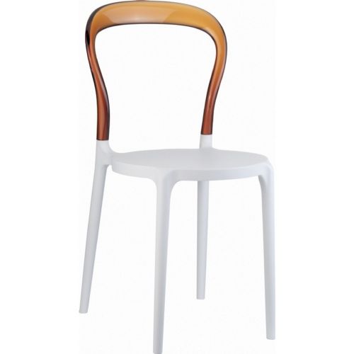 Mr Bobo Chair White with Transparent Amber Back ISP056-WHI-TAMB