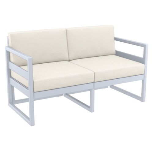 Mykonos Patio Loveseat Silver Gray with Natural Cushion ISP1312-SIL-CNA