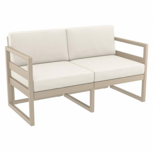 Mykonos Patio Loveseat Taupe with Natural Cushion ISP1312-DVR-CNA