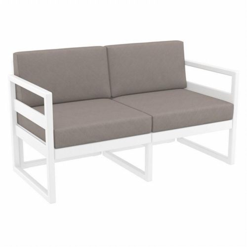 Mykonos Patio Loveseat White with Taupe Cushion ISP1312-WHI-CTA