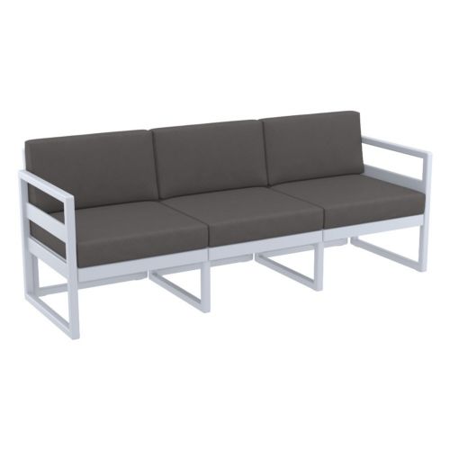 Mykonos Patio Sofa Silver Gray with Charcoal Cushion ISP1313-SIL-CCH