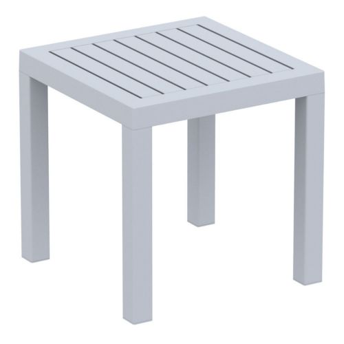 Ocean Square Resin Outdoor Side Table Silver Gray ISP066-SIL