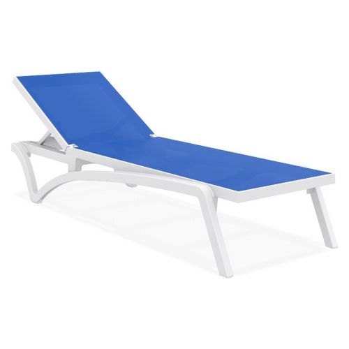 Pacific Stacking Sling Chaise Lounge White - Blue ISP089-WHI-BLU