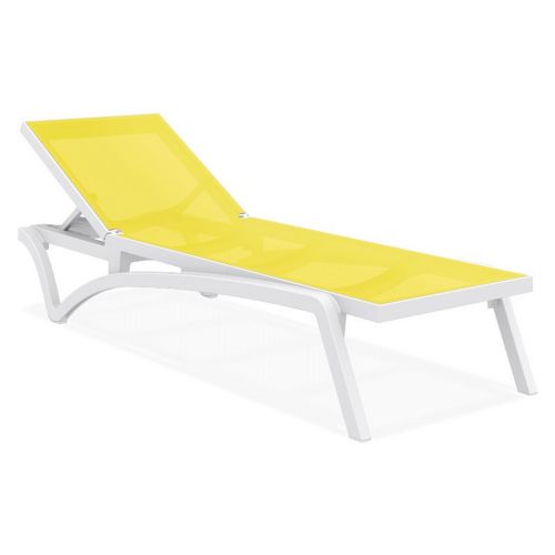 Pacific Stacking Sling Chaise Lounge White - Yellow ISP089-WHI-SYE