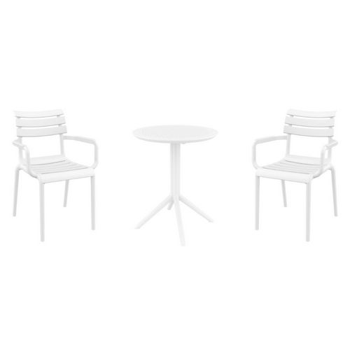 Paris Bistro Set with Sky 24" Round Folding Table White S282121-WHI