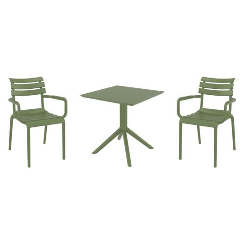 Paris Dining Set with Sky 27" Square Table Olive Green S282108-OLG